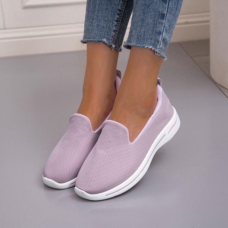 Lavender mesh slip-on espadrilles for women with white sole, breathable casual footwear on Tampa Home & Garden Store