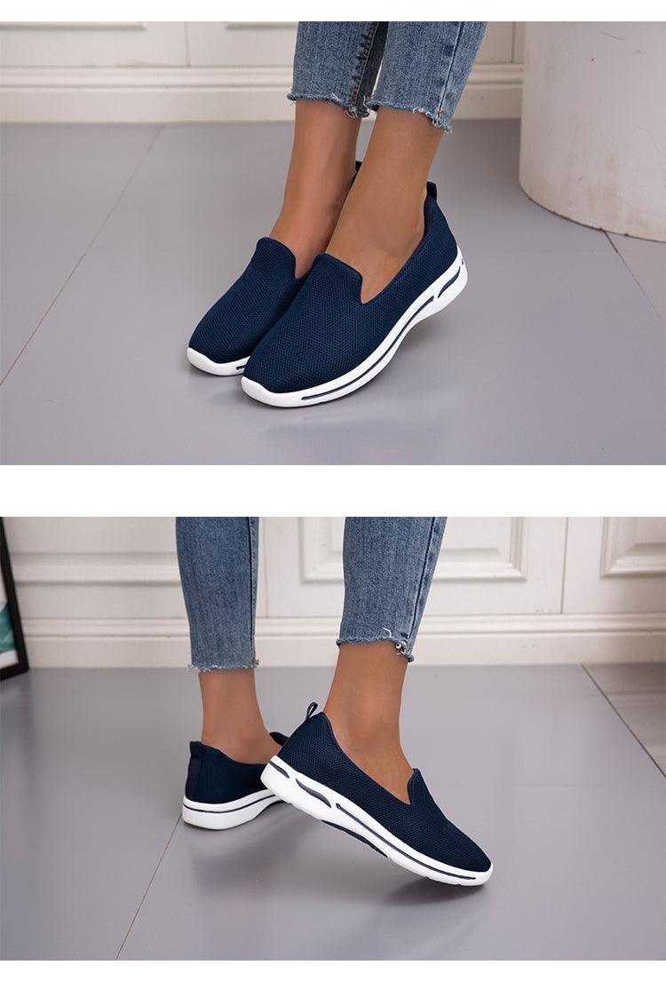 Stevvex navy blue mesh slip-on sneakers with white sole, breathable casual running shoes on Tampa Home & Garden Store