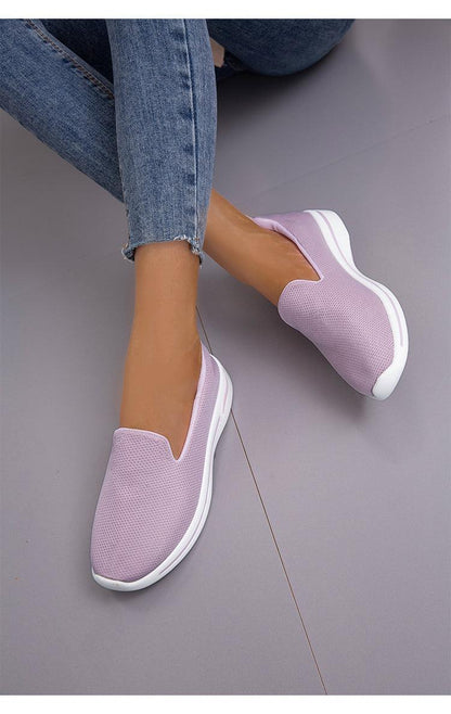 Stevvex lavender mesh slip-on sneakers for women with white sole, breathable casual espadrilles on Tampa Home & Garden Store