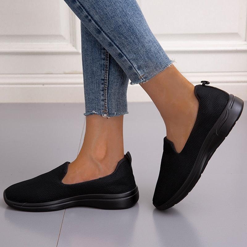 Women’s black breathable mesh slip-on espadrilles sneakers for casual walking on Tampa Home & Garden Store