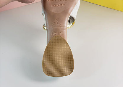 Stevvex elegant low-heel pointed-toe backless slippers with textured beige sole on Tampa Home & Garden Store