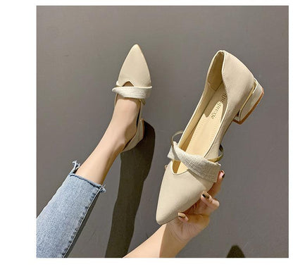 Stevvex beige pointed-toe low-heel backless slippers, slip-on office-ready loafers on Tampa Home & Garden Store
