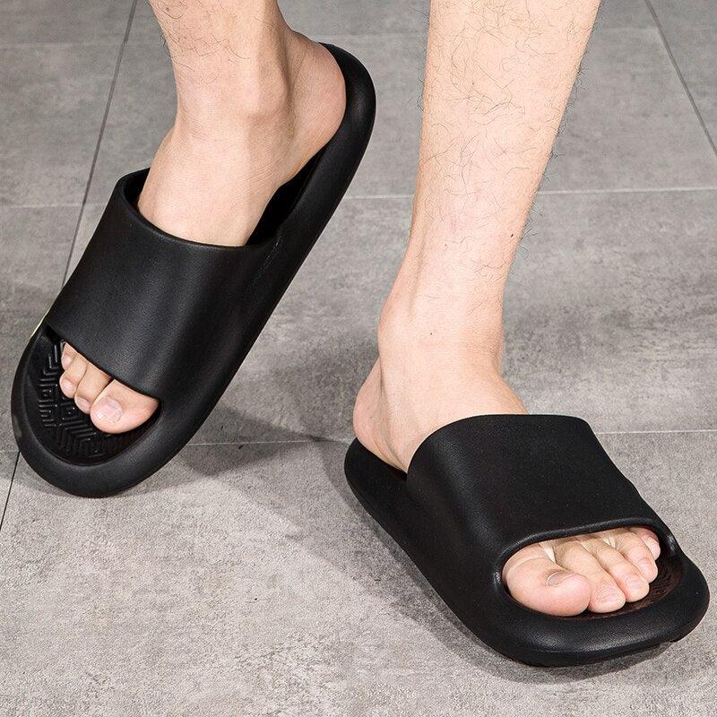Stevvex men's black soft slides EVA foam anti-slip slippers, pair on Tampa Home & Garden Store