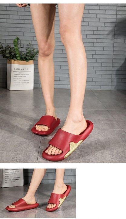 Stevvex red EVA massage foam slippers, unisex slides with wide strap, anti-slip sole pair on Tampa Home & Garden Store