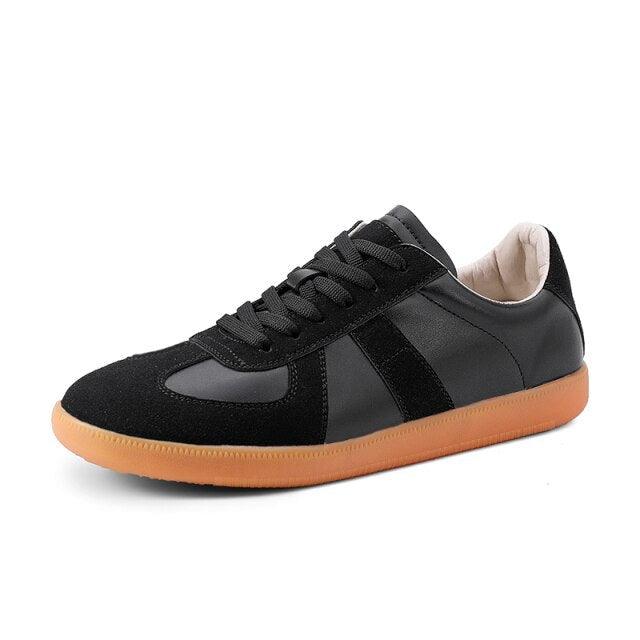 Stevvex men's black sneakers with gum sole, lace-up casual walking shoes on Tampa Home & Garden Store