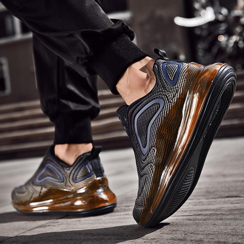 Elegant men's running sneakers with breathable mesh and brown air-cushion sole on Tampa Home & Garden Store