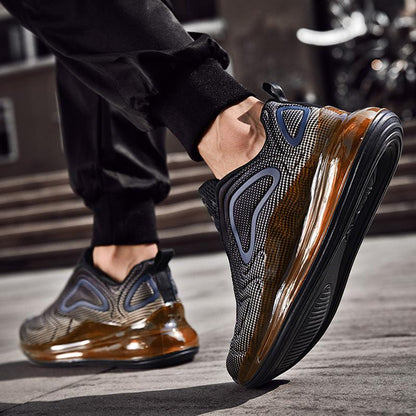 Elegant men's running sneakers with breathable mesh and brown air-cushion sole on Tampa Home & Garden Store