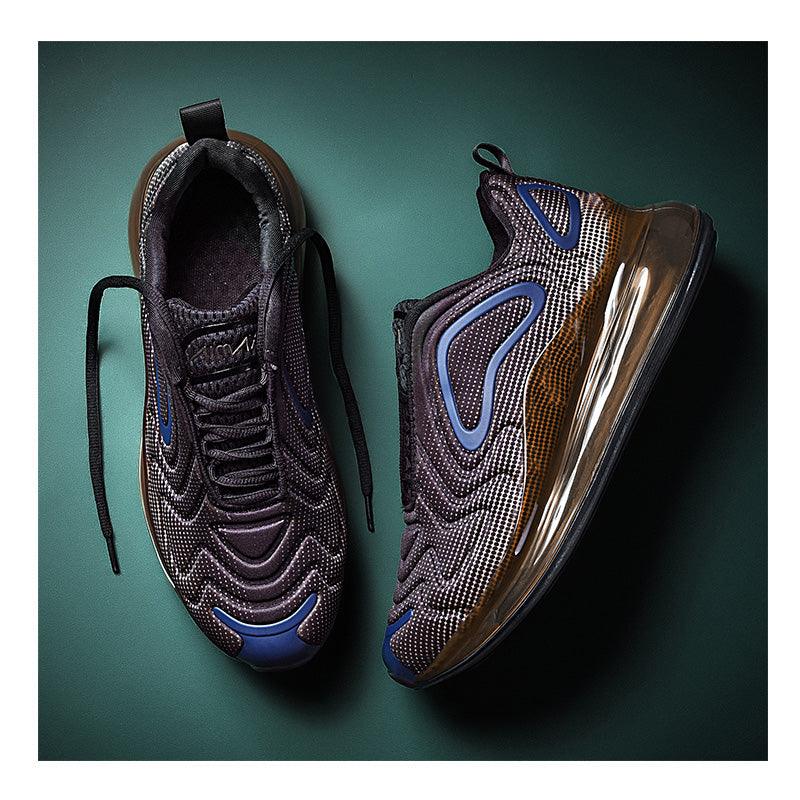 Stevvex athletic sneakers pair with breathable black mesh, blue accents, air cushion sole on Tampa Home & Garden Store