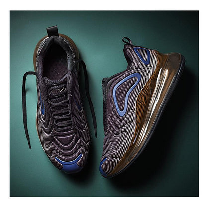 Stevvex athletic sneakers pair with breathable black mesh, blue accents, air cushion sole on Tampa Home & Garden Store