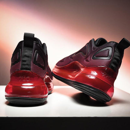 Athletic sneakers Stevvex red glossy heel, black mesh upper, non-slip sole, men's running shoes on Tampa Home & Garden Store