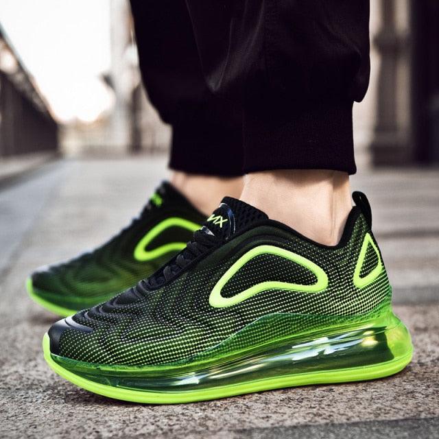 Stevvex men's athletic running sneakers neon green air-cushion sole breathable mesh on Tampa Home & Garden Store