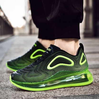 Stevvex men's athletic running sneakers neon green air-cushion sole breathable mesh on Tampa Home & Garden Store