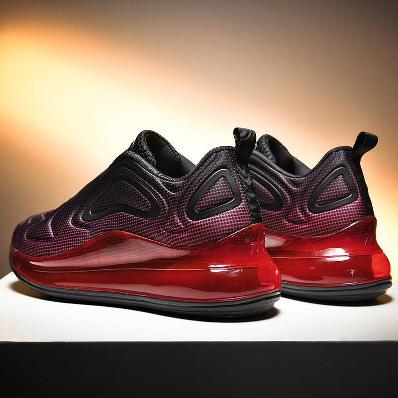 Stevvex men's running sneakers mesh black burgundy with red air cushion sole shoes on Tampa Home & Garden Store