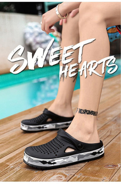 Stevvex men's black garden clogs with perforated upper and back strap sole on Tampa Home & Garden Store