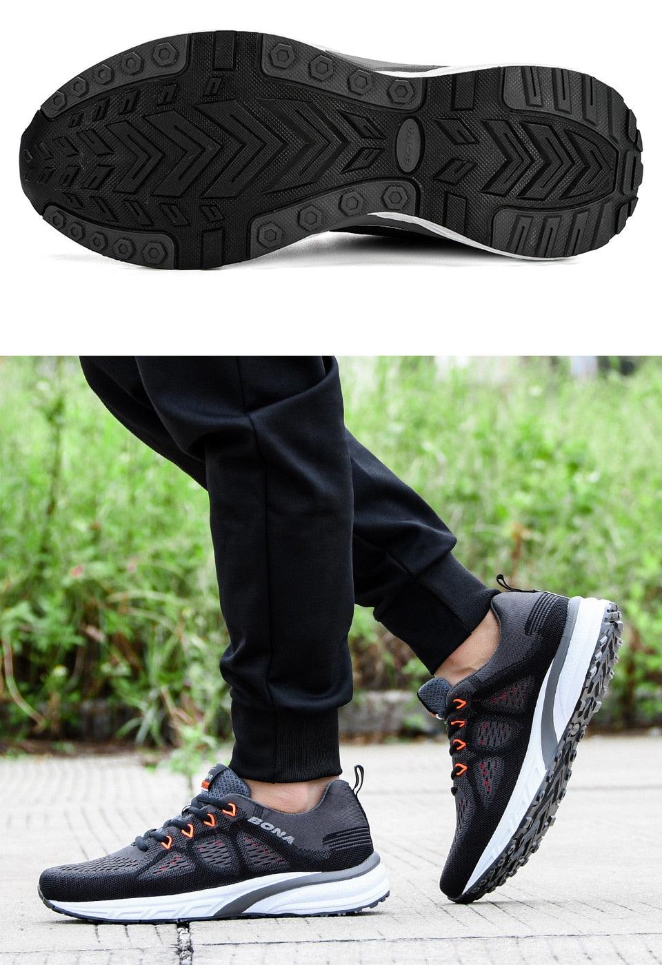 Stevvex mesh sneakers ST85SH6600FGS in black with orange laces breathable running shoes on Tampa Home & Garden Store