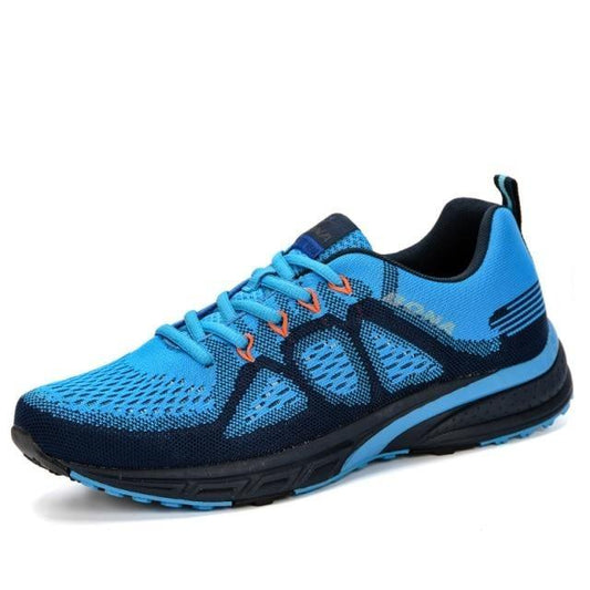 Stevvex athletic sneakers blue mesh running shoes with breathable knit upper and non-slip sole on Tampa Home & Garden Store