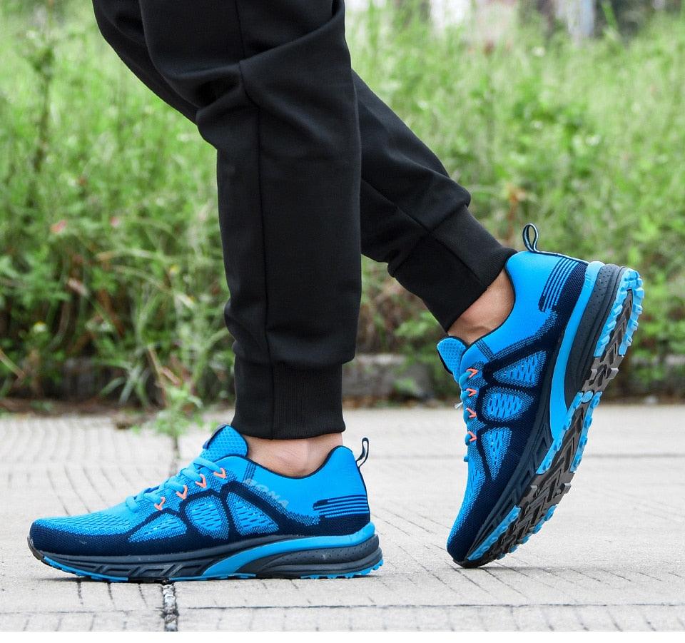 Elegant mens blue mesh sneakers lightweight running shoes non-slip outsole Stevvex on Tampa Home & Garden Store