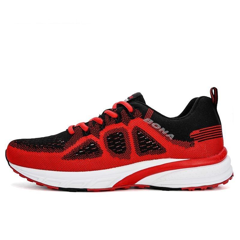 Stevvex men's athletic sneakers red black mesh breathable running shoes with white midsole on Tampa Home & Garden Store