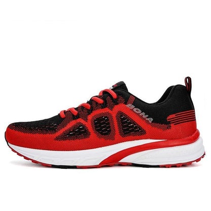 Stevvex men's athletic sneakers red black mesh breathable running shoes with white midsole on Tampa Home & Garden Store
