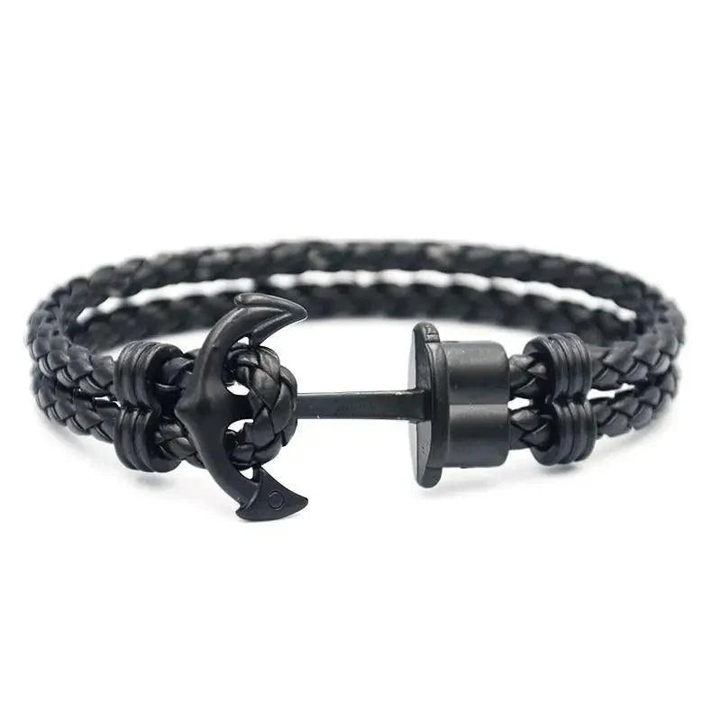 Navy blue nylon anchor bracelet by Stevvex with stainless steel anchor and braided wrap on Tampa Home & Garden Store