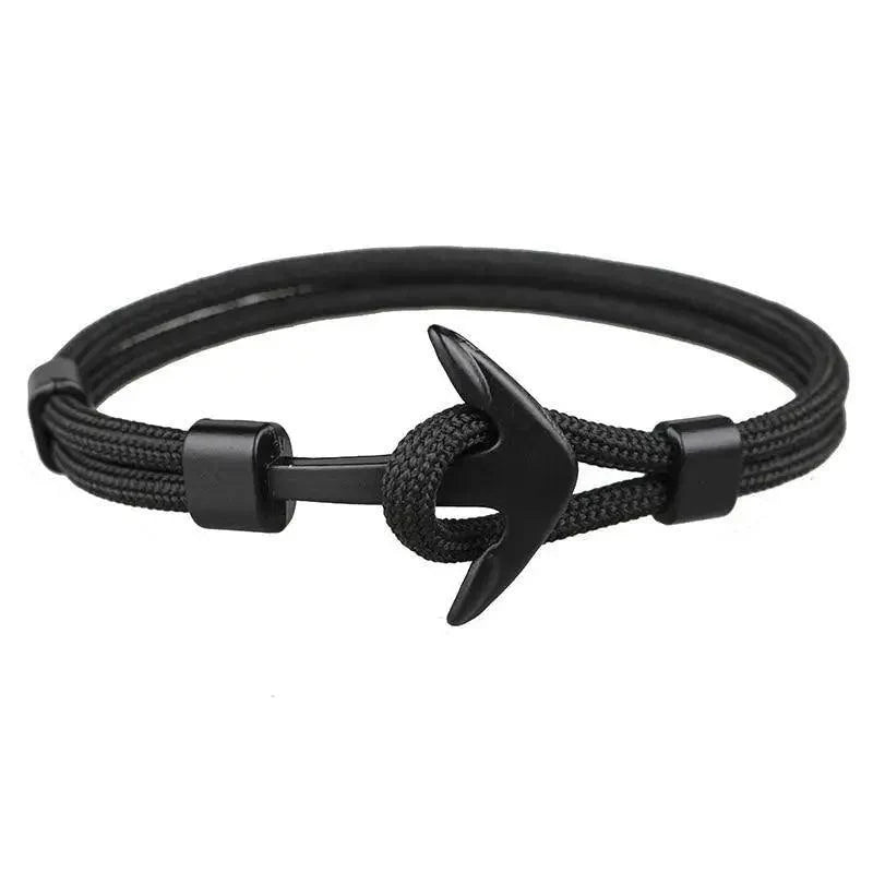 Elegant navy blue nylon anchor bracelet for men by Stevvex with stainless steel anchor on Tampa Home & Garden Store