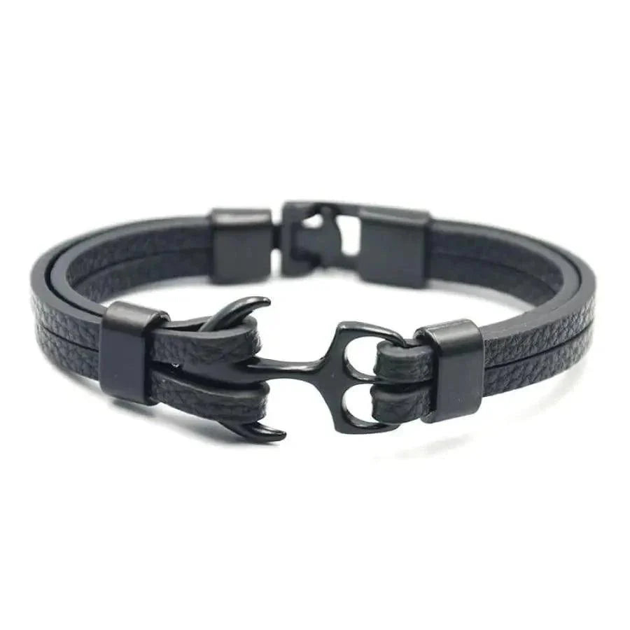 Stevvex navy nylon anchor bracelet for men with dual-wrap stainless steel clasp on Tampa Home & Garden Store