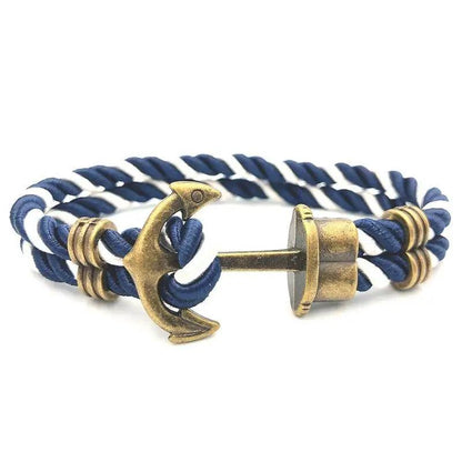 Anchor bracelet Stevvex navy nylon with brass anchor on Tampa Home & Garden Store