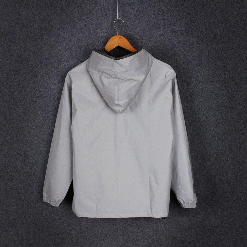 Stevvex light gray hooded windbreaker jacket for men, packable windproof coat on Tampa Home & Garden Store