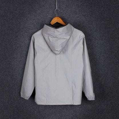 Windbreaker jacket Stevvex gray hooded men's lightweight packable coat on Tampa Home & Garden Store