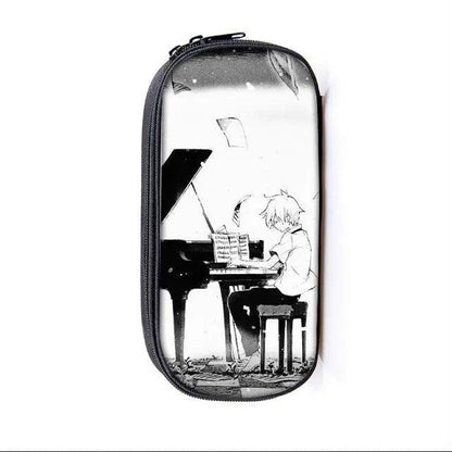 Piano pen case by Stevvex, black/white music scene pencil bag for school on Tampa Home & Garden Store