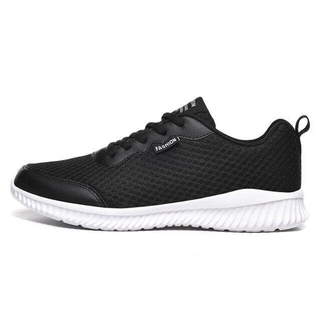 Stevvex men's sneakers ST85SH3255GHR, black mesh breathable running shoes with white sole on Tampa Home & Garden Store