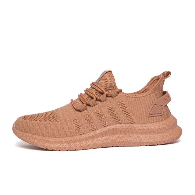 Sneaker Stevvex tan knit running shoe with lightweight sole and non-slip outsole on Tampa Home & Garden Store