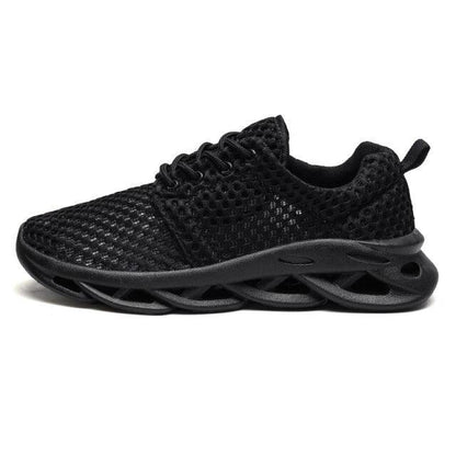 Sneakers Stevvex black breathable men's running knit mesh with lattice sole on Tampa Home & Garden Store