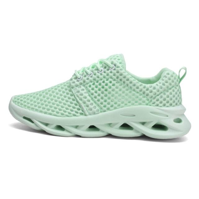 Mint green breathable mesh running sneakers with a hollow lattice midsole for lightweight comfort on Tampa Home & Garden Store