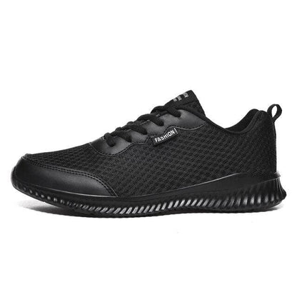 Stevvex mens sneakers black mesh breathable running shoe with lace-up and textured outsole on Tampa Home & Garden Store