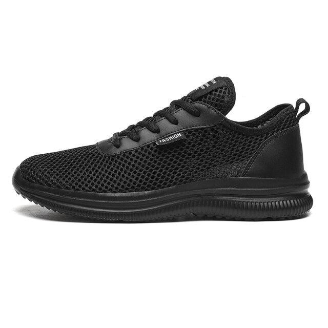 Stevvex men's black mesh running sneakers with breathable upper and wear-resistant sole on Tampa Home & Garden Store