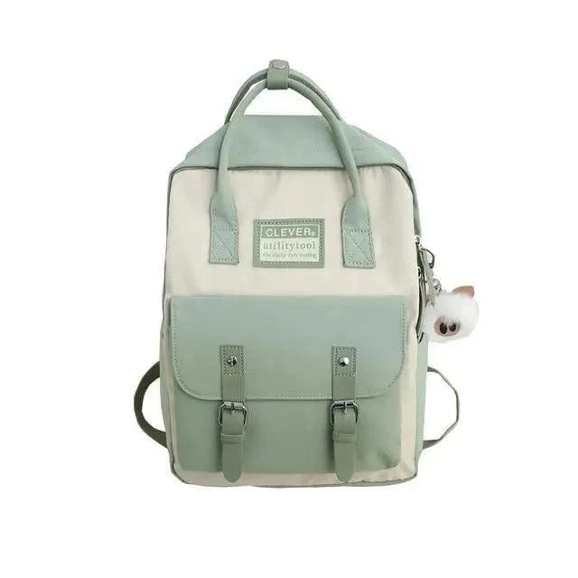 Stevvex mint green nylon school backpack with front patch pocket on Tampa Store on Tampa Home & Garden Store