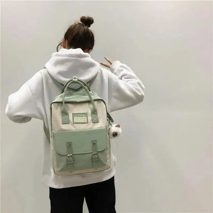 Elegant nylon candy-color waterproof school backpack by Stevvex ALU70355UZQ with mint patchwork on Tampa Home & Garden Store