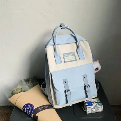 Stevvex nylon candy color waterproof school backpack in light blue beige with front pocket on Tampa Home & Garden Store