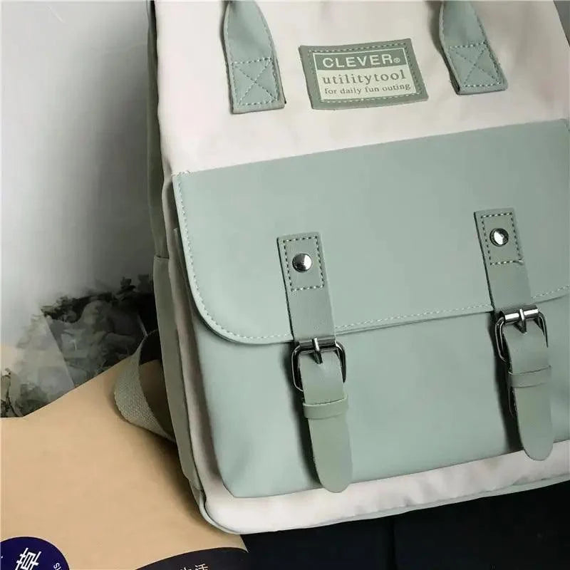 Stevvex nylon school backpack in mint green with front panel and buckle straps on Tampa Home & Garden Store