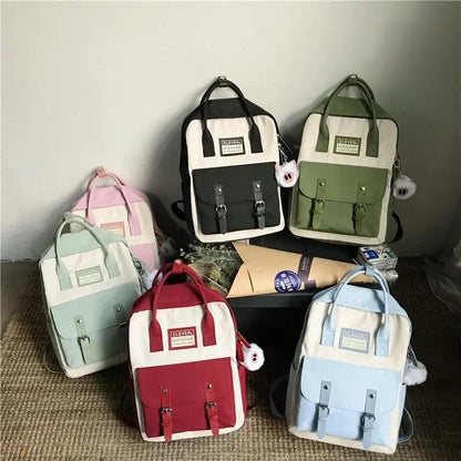 Six school backpacks Stevvex nylon candy-color waterproof with patch pockets in assorted colors on Tampa Home & Garden Store