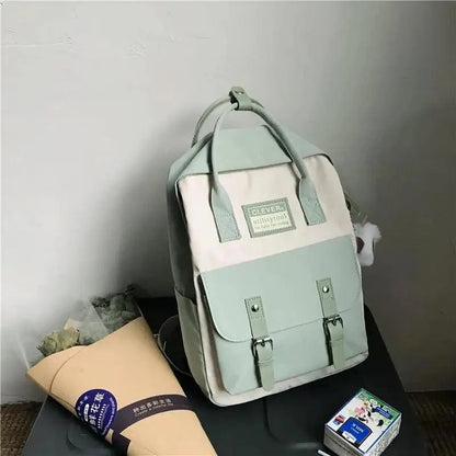Stevvex nylon candy-color waterproof school backpack in pastel mint/gray patch design on Tampa Home & Garden Store