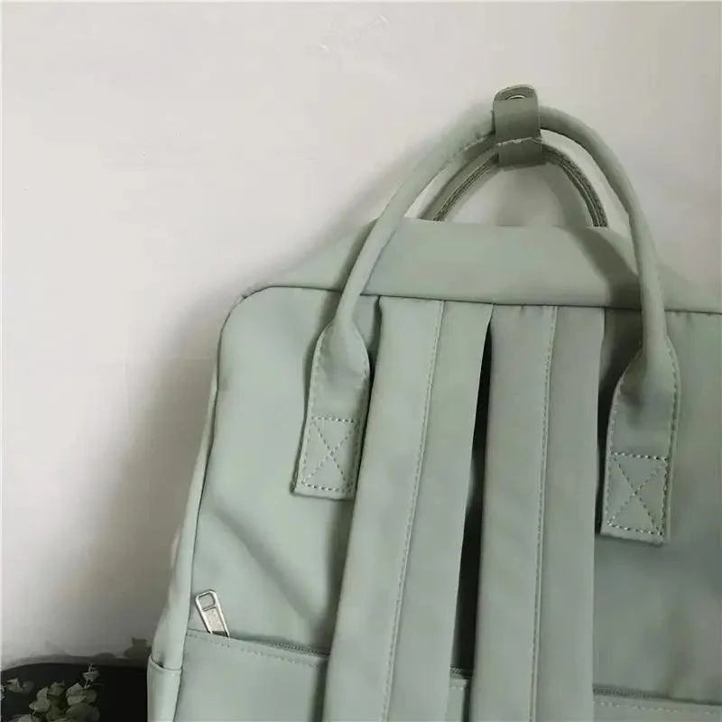 Stevvex nylon candy color waterproof school backpack with patchwork for teen girls mint green on Tampa Home & Garden Store