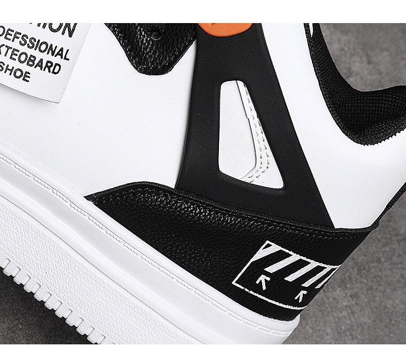 Stevvex leather high-top platform sneaker white and black lace-up casual sport style on Tampa Home & Garden Store