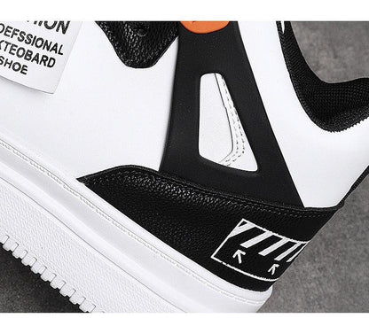 Stevvex leather high-top platform sneaker white and black lace-up casual sport style on Tampa Home & Garden Store