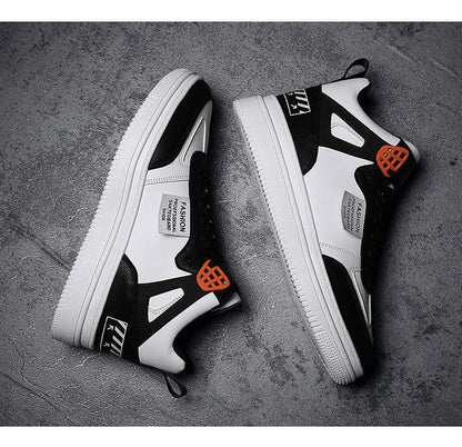 Stevvex high-top sneaker in black white leather with heel patch, lace-up casual sport shoes on Tampa Home & Garden Store