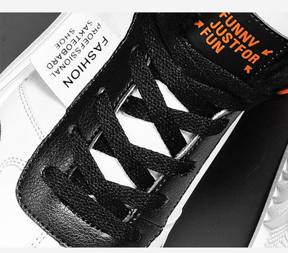 Stevvex sneakers, black leather toe cap on white upper with black laces and tongue label on Tampa Home & Garden Store