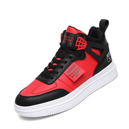 Stevvex Sneaker red/black leather upper, white platform sole ST85SH3525WOI on Tampa Home & Garden Store