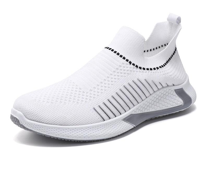 Stevvex Mens Sneakers white breathable mesh sport slip-on upper ST85SH1533ITU on Tampa Home & Garden Store