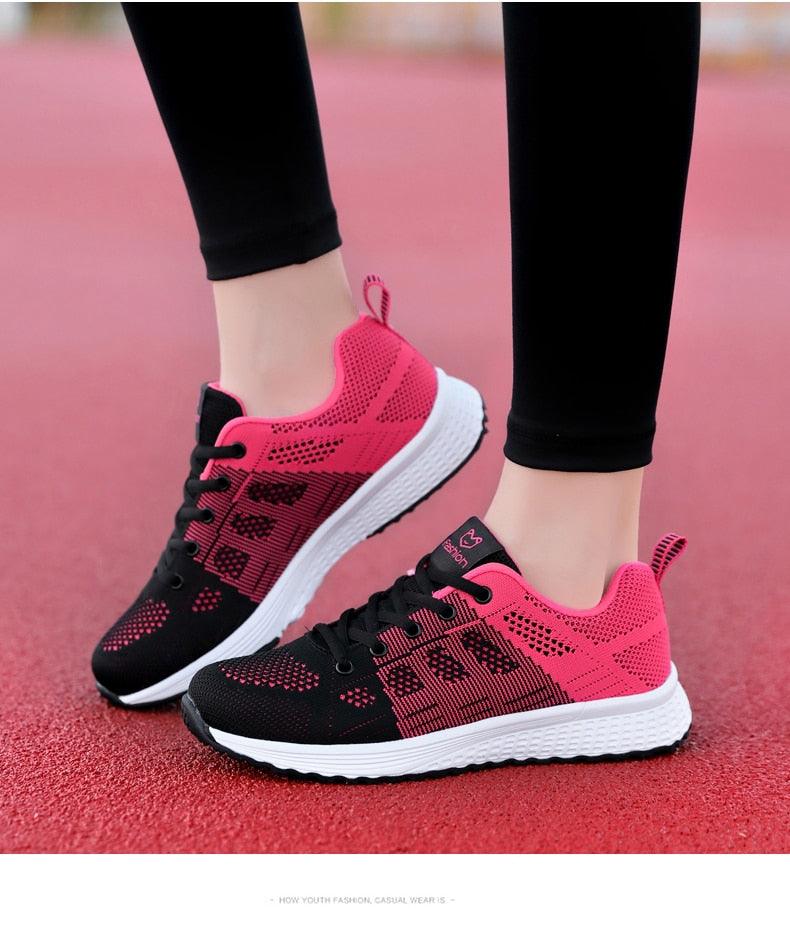 Stevvex Elegant Sport Sneakers pink and black mesh breathable lightweight casual tennis shoes on Tampa Home & Garden Store